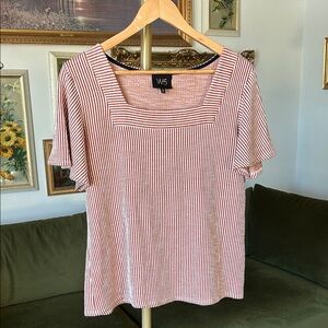 Anthro W5 Red and White Striped Blouse